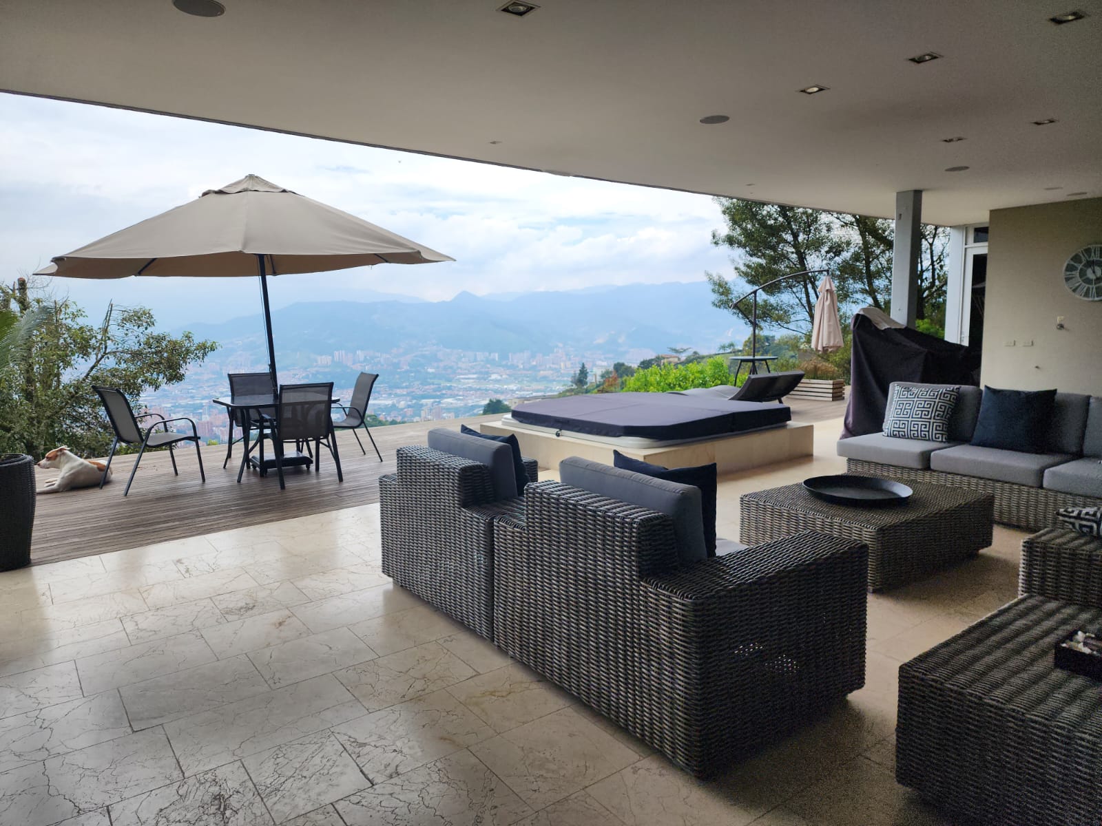 Incredible 5 BR El Poblado 2 Level Luxury Home – Spectacular Mountainside Deck, Jacuzzi, A/C, & Worldly Views From Every Room